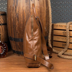 Casual Black Mens Leather 15-inch Computer Backpack Brown Travel Backpack School Backpack for men - iwalletsmen