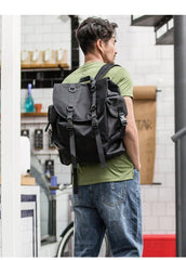 Stylish Black Nylon Mens 15 inches Travel Backpacks Laptop Backpack College Bag for men - iwalletsmen