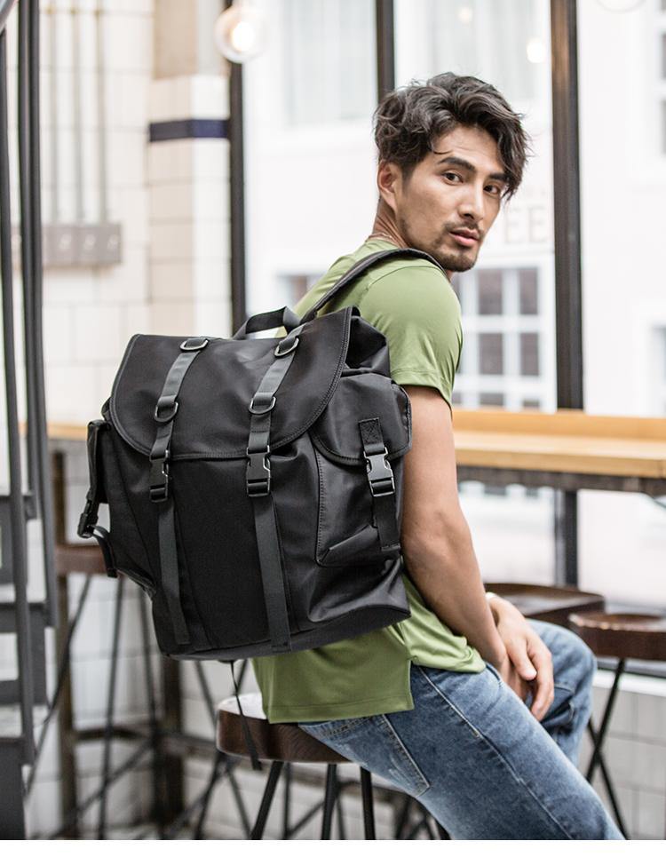 Stylish Black Nylon Mens 15 inches Travel Backpacks Laptop Backpack Co iwalletsmen