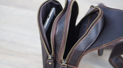 Black Coffee Leather Mens Sling Bag Sling Shoulder Bag Sling On Shoulder Backpack for men - iwalletsmen