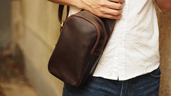 Black Coffee Leather Mens Sling Bag Sling Shoulder Bag Sling On Shoulder Backpack for men - iwalletsmen
