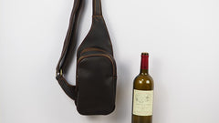 Black Coffee Leather Mens Sling Bag Sling Shoulder Bag Sling On Shoulder Backpack for men - iwalletsmen