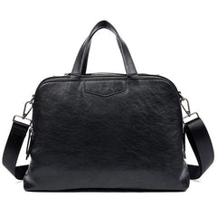 Black Cool Leather 14 inches Shoulder Bag Travel Bags Handbags Luggage Bag for Men - iwalletsmen