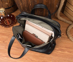 Black Cool Leather 14 inches Shoulder Bag Travel Bags Handbags Luggage Bag for Men - iwalletsmen