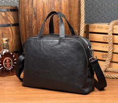 Black Cool Leather 14 inches Shoulder Bag Travel Bags Handbags Luggage Bag for Men - iwalletsmen
