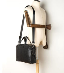 Black Cool Leather 14 inches Shoulder Bag Travel Bags Handbags Luggage Bag for Men - iwalletsmen