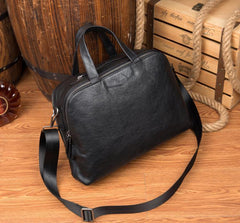 Black Cool Leather 14 inches Shoulder Bag Travel Bags Handbags Luggage Bag for Men - iwalletsmen