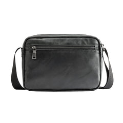 Black Cool Leather Mens Courier bag 10 inches Dark Green Side Bags Messenger Bags for Men - iwalletsmen