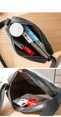 Black Cool Leather Mens Courier bag 10 inches Dark Green Side Bags Messenger Bags for Men - iwalletsmen