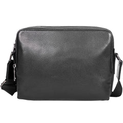 Black Cool Leather Mens 10 inches Side Bag Postman Bag Black Black Messenger Bags Courier Bag for Men - iwalletsmen