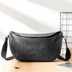 Black Cool Leather Mens 12 inches Side Bag Messenger Bags Casual Bicycle Bags for Men - iwalletsmen