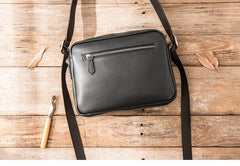 Black Cool Leather Mens Small Postman Bag Brown Messenger Bags Courier Bag for Men - iwalletsmen