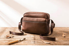 Black Cool Leather Mens Small Postman Bag Brown Messenger Bags Courier Bag for Men - iwalletsmen
