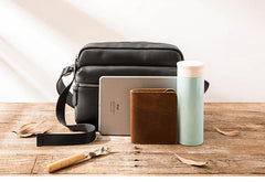 Black Cool Leather Mens Small Postman Bag Brown Messenger Bags Courier Bag for Men - iwalletsmen