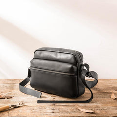 Black Cool Leather Mens Small Postman Bag Brown Messenger Bags Courier Bag for Men - iwalletsmen