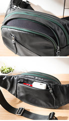 Cool Black Leather Mens Chest Bag Waist Bag Sling Bags Black Fanny Pack for Men - iwalletsmen