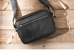 Black Cool Leather Mens Courier Bag Postman Bag Black Messenger Bags Side Bag for Men - iwalletsmen