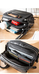 Black Cool Leather Mens Side Bag Postman Bag Small Black Messenger Bags Courier Bag for Men - iwalletsmen
