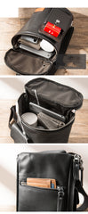Black Cool Leather Mens 8 inches Vertical Side Bag Messenger Bags Brown Casual Bicycle Bags for Men - iwalletsmen