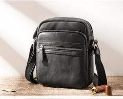 Black Cool Leather Mens 8 inches Vertical Side Bag Messenger Bags Brown Casual Bicycle Bags for Men - iwalletsmen