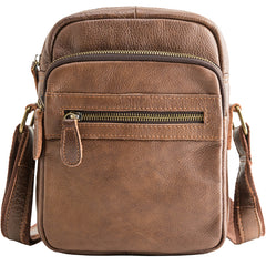 Black Cool Leather Mens 8 inches Vertical Side Bag Messenger Bags Brown Casual Bicycle Bags for Men - iwalletsmen