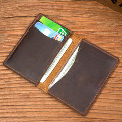Black Cool Leather Mens Brown Driver's License Wallet Card Wallet Bifold Thin Card Holder For Men - iwalletsmen