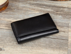 Black Cool Leather Mens Card Holder Trifold Key Wallet Key Holder For Men - iwalletsmen