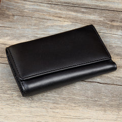 Black Cool Leather Mens Card Holder Trifold Key Wallet Key Holder For Men - iwalletsmen