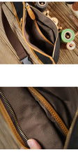 Cool Canvas Leather Mens Chest Bag Green Waist Bag Fanny Pack Hip Bag Bum Pack For Men - iwalletsmen