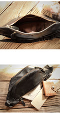 Black Cool Leather Mens Chest Bag Waist Bag Fanny Pack Hip Bag Bum Pack For Men - iwalletsmen