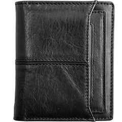 Black Cool Leather Mens Slim Small Wallets Bifold Vintage billfold Wallet Card Wallet for Men - iwalletsmen