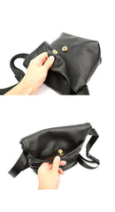 Black Cool Leather Mens Small Postman Bag Messenger Bag Black Courier Bag For Men - iwalletsmen