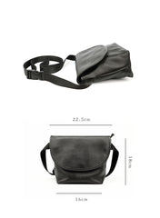 Black Cool Leather Mens Small Postman Bag Messenger Bag Black Courier Bag For Men - iwalletsmen