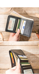 Black Cool Leather Mens Small Wallet billfold Wallet Bifold Vintage SLim Wallet for Men - iwalletsmen