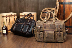 Black Cool Leather Mens Weekender Bag Shoulder Travel Briefcase Duffle Bag Light Brown luggage Bag for Men - iwalletsmen