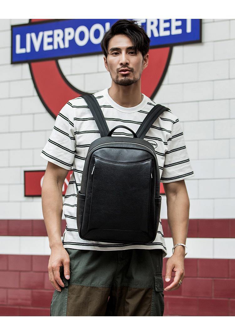 Cool Black Mens Leather Backpacks Travel Backpack 14-inch Laptop Backp – iwalletsmen Cool Black Mens Leather Backpacks Travel Backpack 14-inch Laptop Backp – iwalletsmen