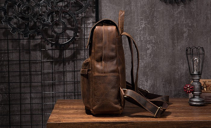 best leather laptop backpack for travel Black Cool Mens Leather 15inch Laptop Backpack Leather School Backpack – iwalletsmen