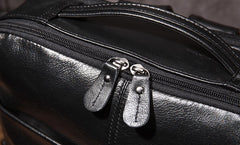 Black Cool Mens Leather Backpack Travel Backpack Leather 15inch Laptop Backpack for Men - iwalletsmen