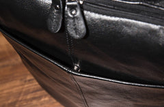 Black Cool Mens Leather Backpack Travel Backpack Leather 15inch Laptop Backpack for Men - iwalletsmen