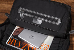 Black Cool Mens Leather Backpack Travel Backpack Leather 15inch Laptop Backpack for Men - iwalletsmen