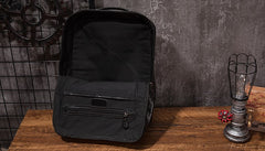 Black Cool Mens Leather Backpack Travel Backpack Leather 15inch Laptop Backpack for Men - iwalletsmen