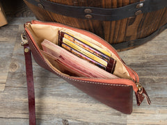 Black Cool Mens long Wallet Wristlet Bag Clutch Bag Red Brown Long Wallets for Men - iwalletsmen