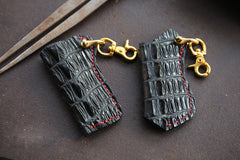 Black Crocodile Leather Mens Disposable Lighter Case Lighter Holder with Belt Clip For Men - iwalletsmen