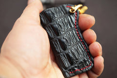Black Crocodile Leather Mens Disposable Lighter Case Lighter Holder with Belt Clip For Men - iwalletsmen