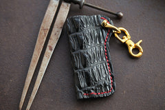 Black Crocodile Leather Mens Disposable Lighter Case Lighter Holder with Belt Clip For Men - iwalletsmen