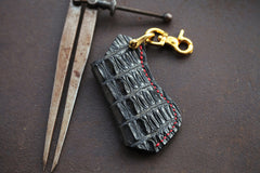 Black Crocodile Leather Mens Disposable Lighter Case Lighter Holder with Belt Clip For Men - iwalletsmen