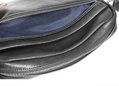 Black Fashion Leather Mens 10 inches Side Bag Black Courier Bag Messenger Bags for Men - iwalletsmen