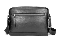 Black Fashion Leather Mens 10 inches Side Bag Black Courier Bag Messenger Bags for Men - iwalletsmen