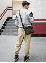Black Fashion Leather Mens 10 inches Side Bag Black Courier Bag Messenger Bags for Men - iwalletsmen