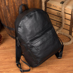 Fashion Black Mens Leather 13-inch Computer Backpacks Cool Travel Backpacks School Backpacks for men - iwalletsmen